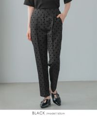 tao タオ フロッキープリントドットサルエルパンツ ブラック itto スラックス パンツ フロッキードットピンタックパンツ